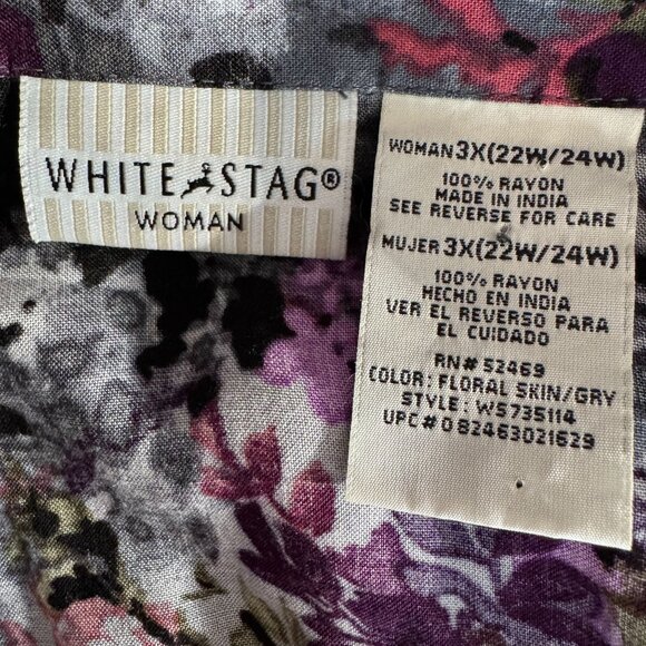 White Stag Button Up Top Women Size 3x Floral Long Sleeve Purple Flowy Silky Vtg - Picture 3 of 6